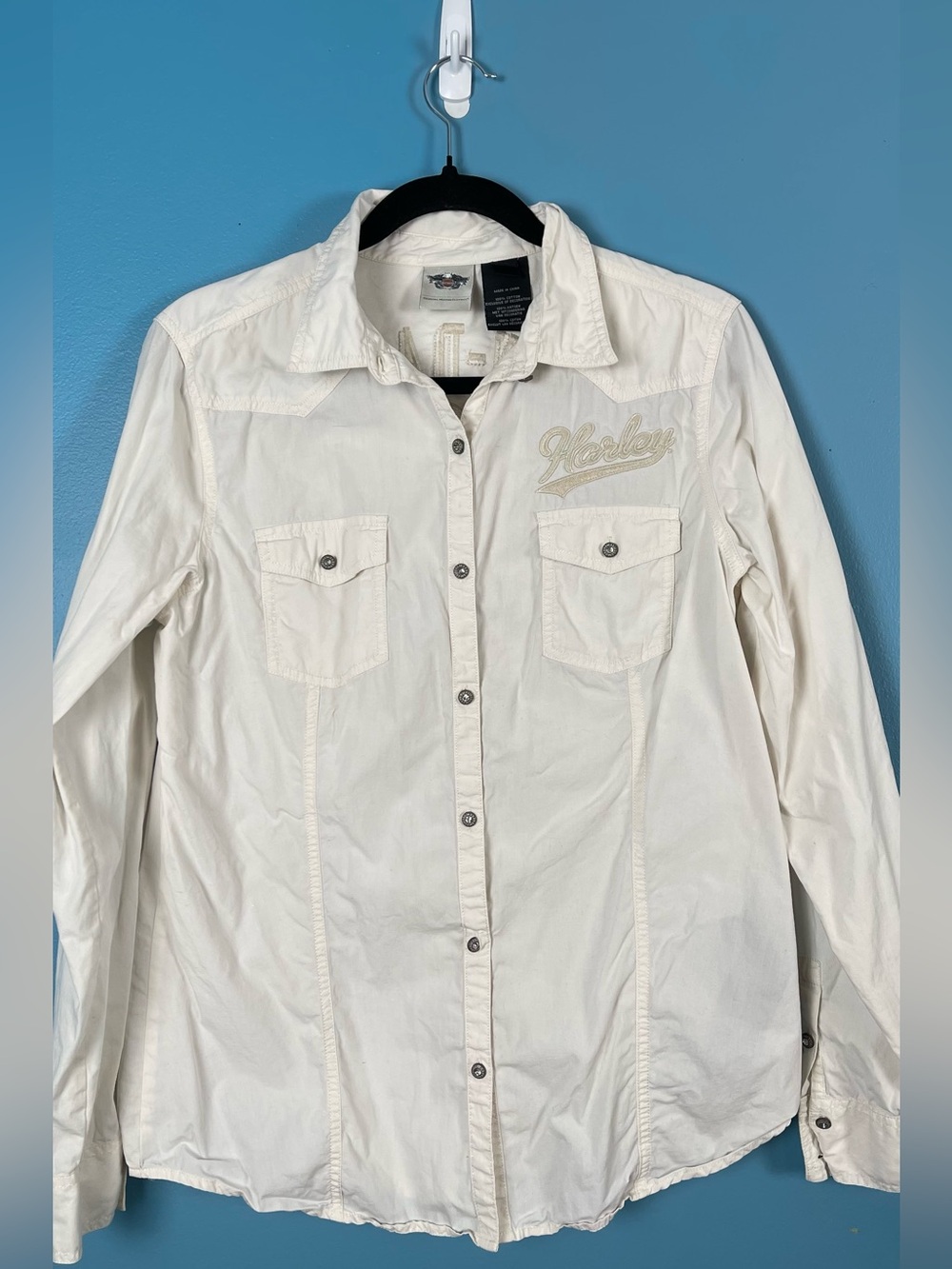 HARLEY DAVIDSON WESTERN WOMENS BUTTON UP SIZE L